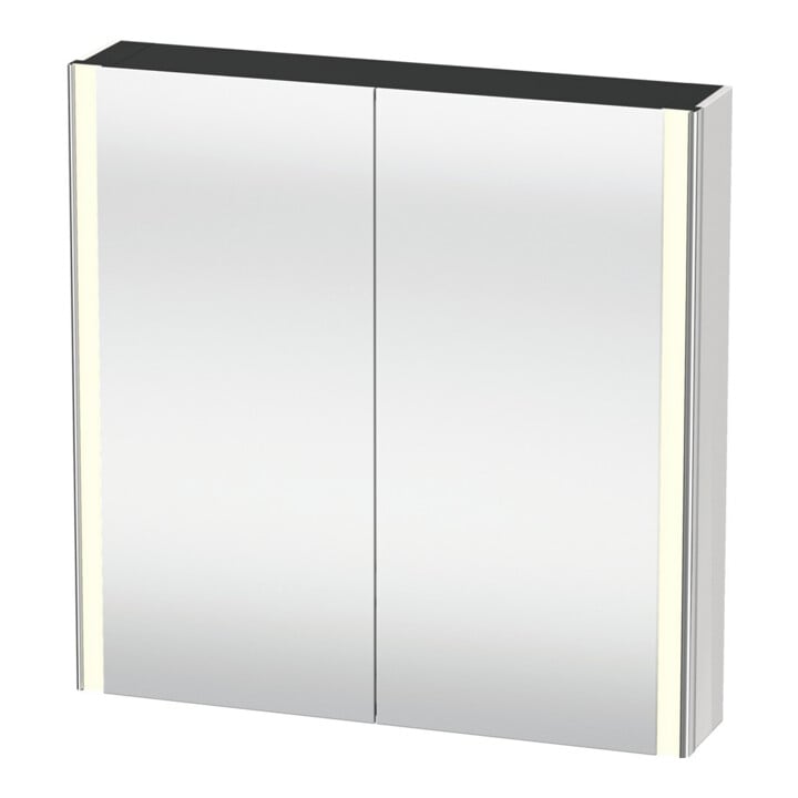 Duravit Uni-Armoire miroir XSquare prise CH 80x80x15,5cm, blanc mat, 2 portes, LED, mural