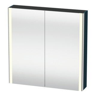 Duravit Uni-Armoire miroir XSquare prise CH 80x80x15,5cm, bleu mat, 2 portes, LED, mural