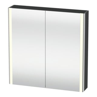Duravit Uni-Armoire miroir XSquare prise CH 80x80x15,5cm, gris mat, 2 portes, LED, mural