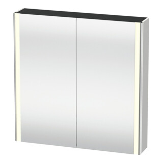 Duravit Uni-Armoire miroir XSquare prise F 80x80x15,5 cm, blanc mat, 2 portes, LED, mural