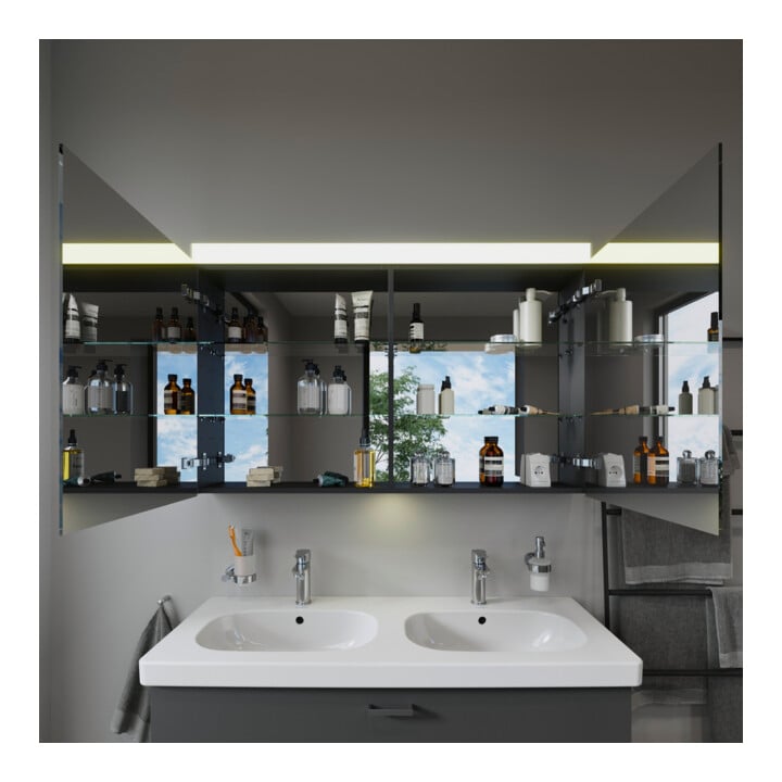 Duravit Uni-Spiegelschrank Best Version 121x76x14,8cm, 21 Watt, 2 Türen, LED