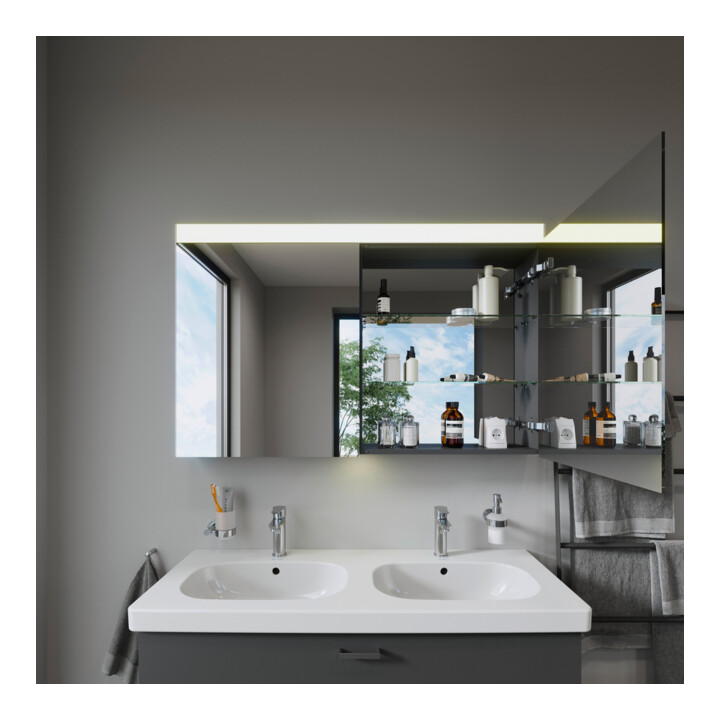 Duravit Uni-Spiegelschrank Best Version 121x76x14,8cm, 21 Watt, 2 Türen, LED