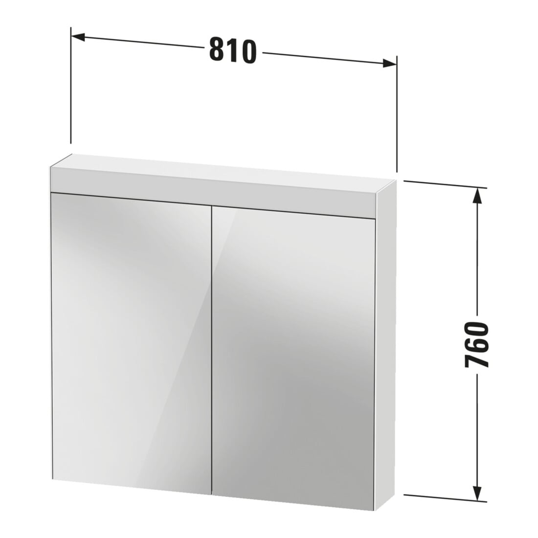 Duravit Uni-Spiegelschrank Bett. Version 81x14,8x76cm, 13 W, 2 Türen, LED