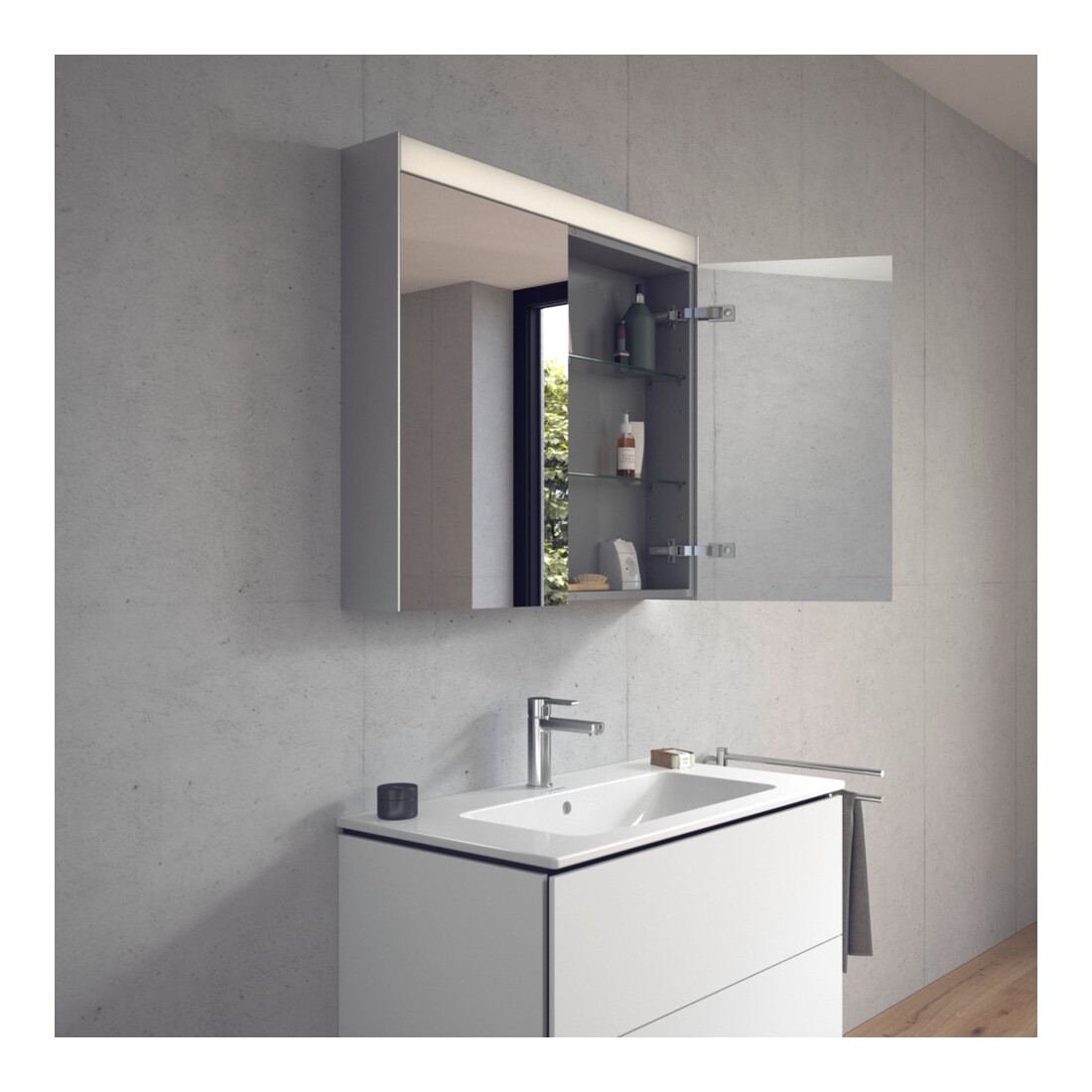 Duravit Uni-Spiegelschrank Bett. Version 81x14,8x76cm, 13 W, 2 Türen, LED