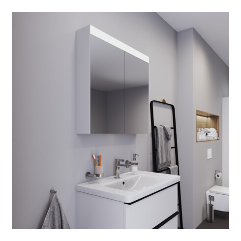 Duravit Uni-Spiegelschrank Bett. Version 81x14,8x76cm, 13 W, 2 Türen, LED