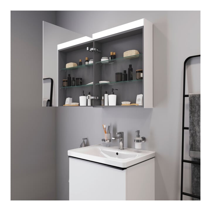 Duravit Uni-Spiegelschrank Bett. Version Anschl li, 61x14,8x76cm, 1 Tür, 9 W, LED