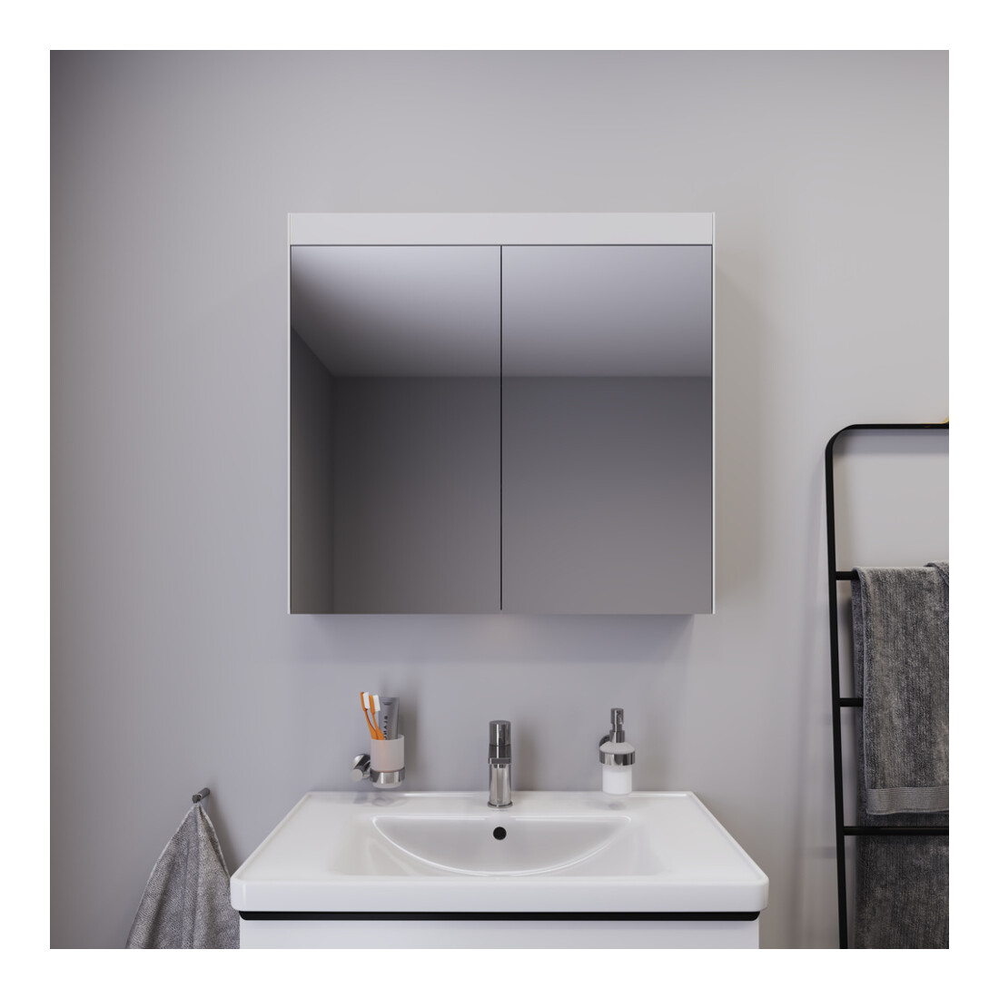 Duravit Uni-Spiegelschrank Good Version 81x76x14,8cm, 2 Türen, LED