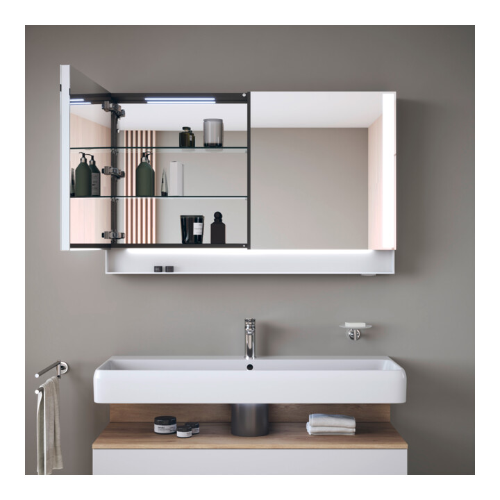 Duravit Uni-Spiegelschrank Typ E Qatego 120x75x15,5cm, we. ma, 2 Tür., wandhängend