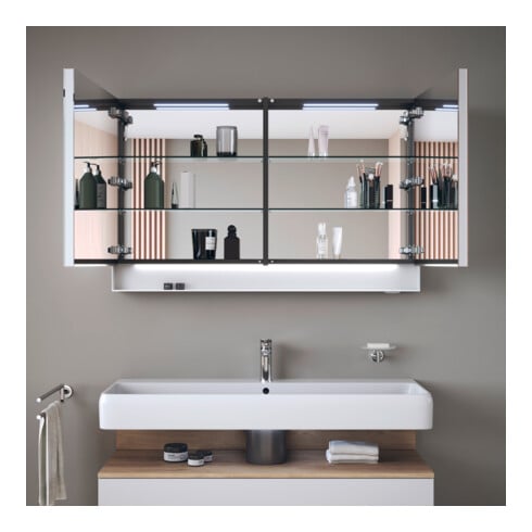 Duravit Uni-Spiegelschrank Typ E Qatego 120x75x15,5cm, we. ma, 2 Tür., wandhängend