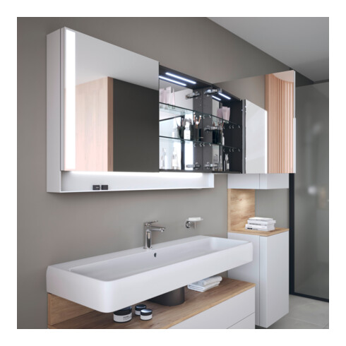 Duravit Uni-Spiegelschrank Typ E Qatego 120x75x15,5cm, we. ma, 2 Tür., wandhängend