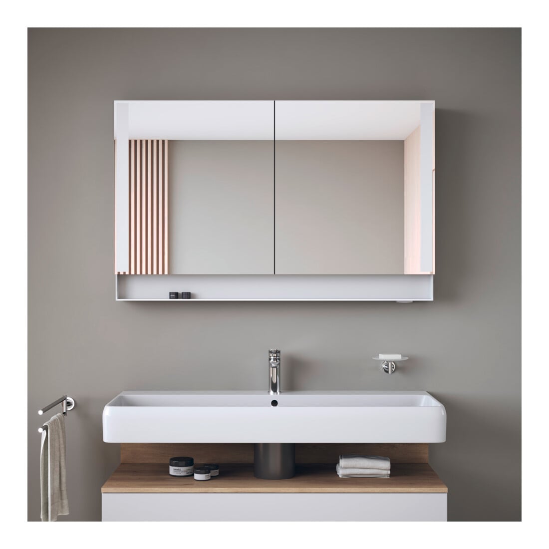 Duravit Uni-Spiegelschrank Typ E Qatego 120x75x15,5cm, we. ma, 2 Tür., wandhängend