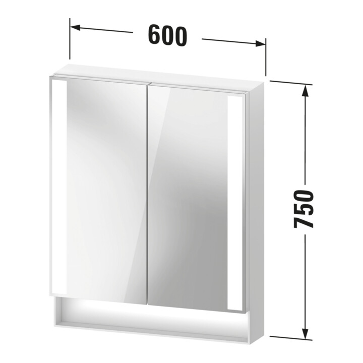 Duravit Uni-Spiegelschrank Typ E Qatego 60x75x15,5cm, graph ma, 2 Tür., wandhängend