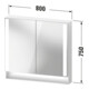 Duravit Uni-Spiegelschrank Typ E Qatego 80x75x15,5cm, graph ma, 2 Tür., wandhängend