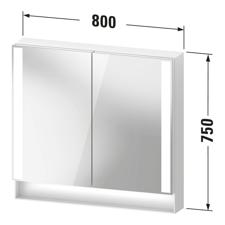 Duravit Uni-Spiegelschrank Typ E Qatego 80x75x15,5cm, we. ma, 2 Tür., wandhängend
