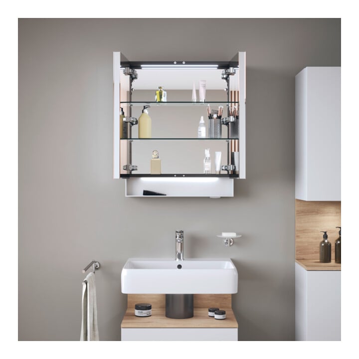 Duravit Uni-Spiegelschrank Typ F Qatego 60x75x15,5cm, we. ma, 2 Tür., wandhängend