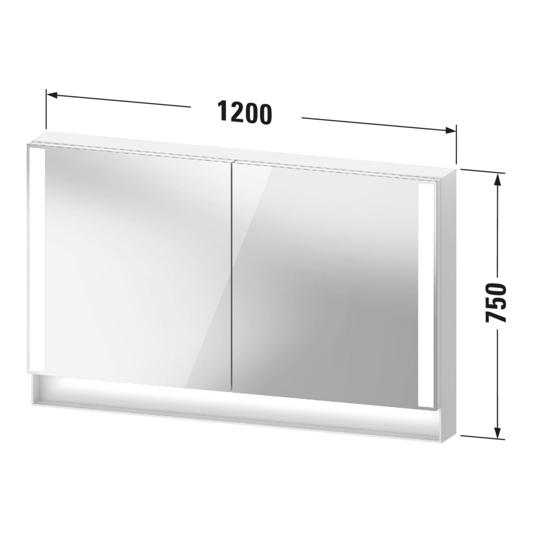 Duravit Uni-Spiegelschrank Typ J Qatego 120x75x15,5cm, graph ma, 2 Tür., wandhängend