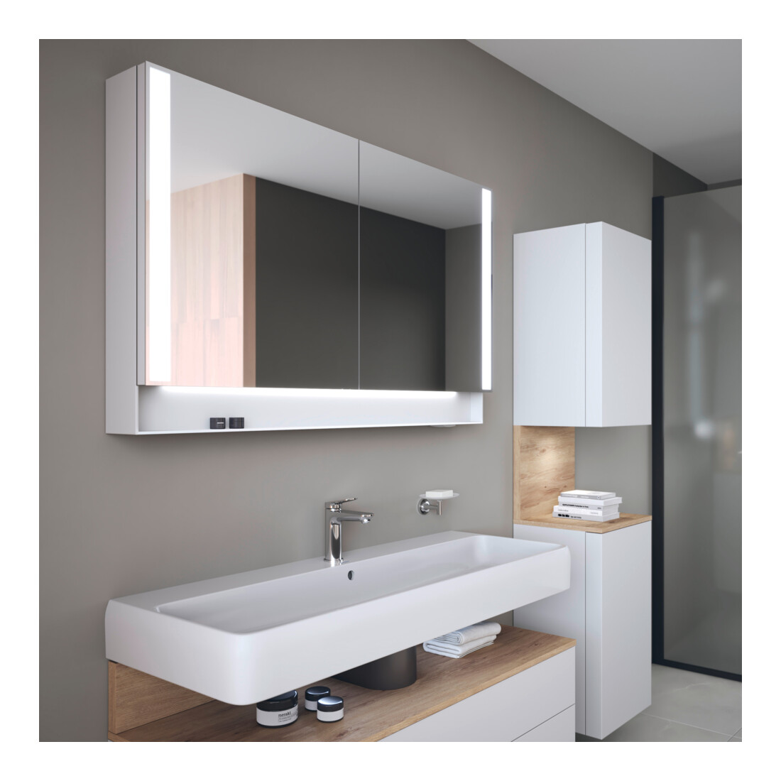Duravit Uni-Spiegelschrank Typ J Qatego 120x75x15,5cm, we. ma, 2 Tür., wandhängend