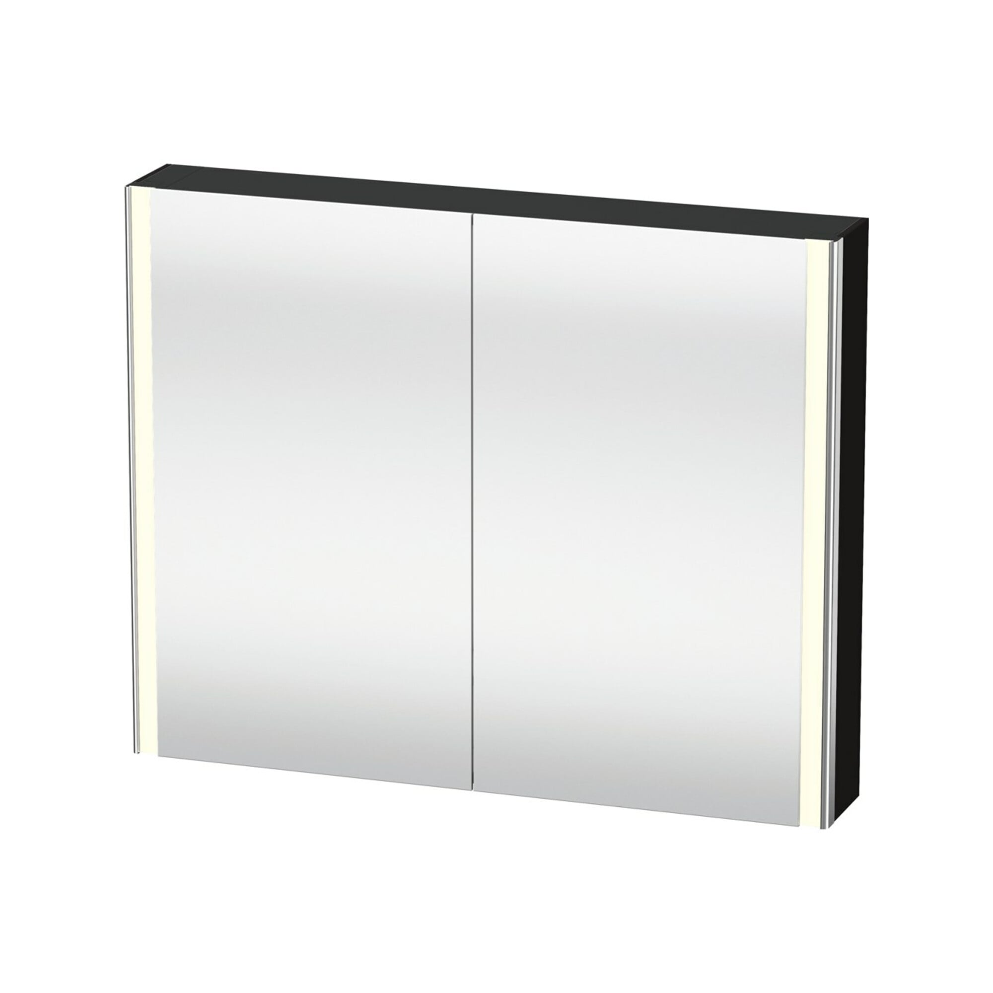 Duravit Uni-Spiegelschrank XSquare Steckd. CH 100x80x15,5cm, sw hgl, 2 Tür, LED, wandhängend