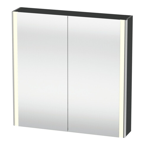 Duravit Uni-Spiegelschrank XSquare Steckd. CH 80x80x15,5cm, gra ma, 2 Tür, LED, wandhängend