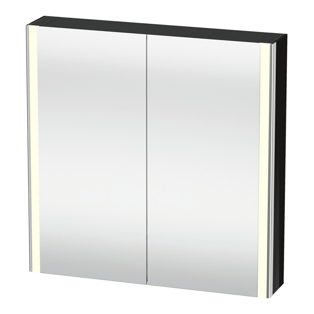 Duravit Uni-Spiegelschrank XSquare Steckd. CH 80x80x15,5cm, sw hgl, 2 Tür, LED, wandhängend