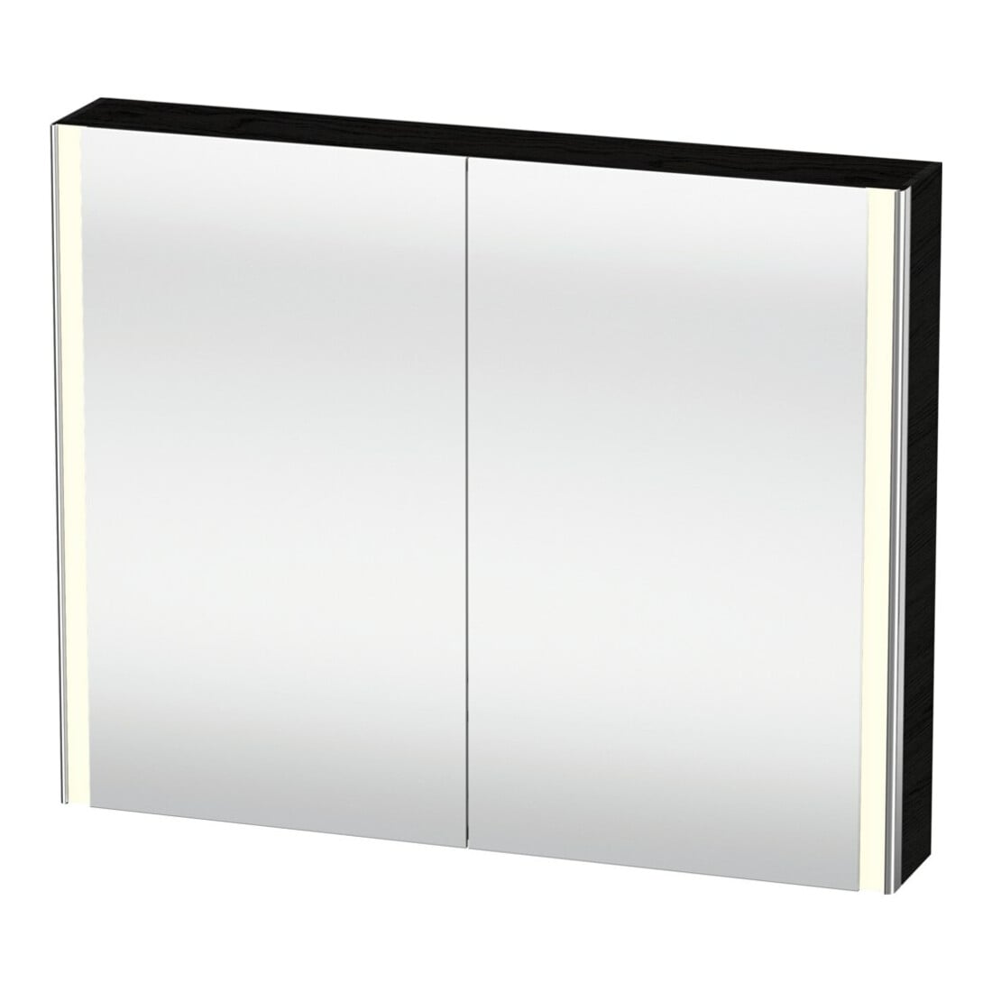 Duravit Uni-Spiegelschrank XSquare Steckd. F 100x80x15,5cm, Ei sw, 2 Tür, LED, wandhängend