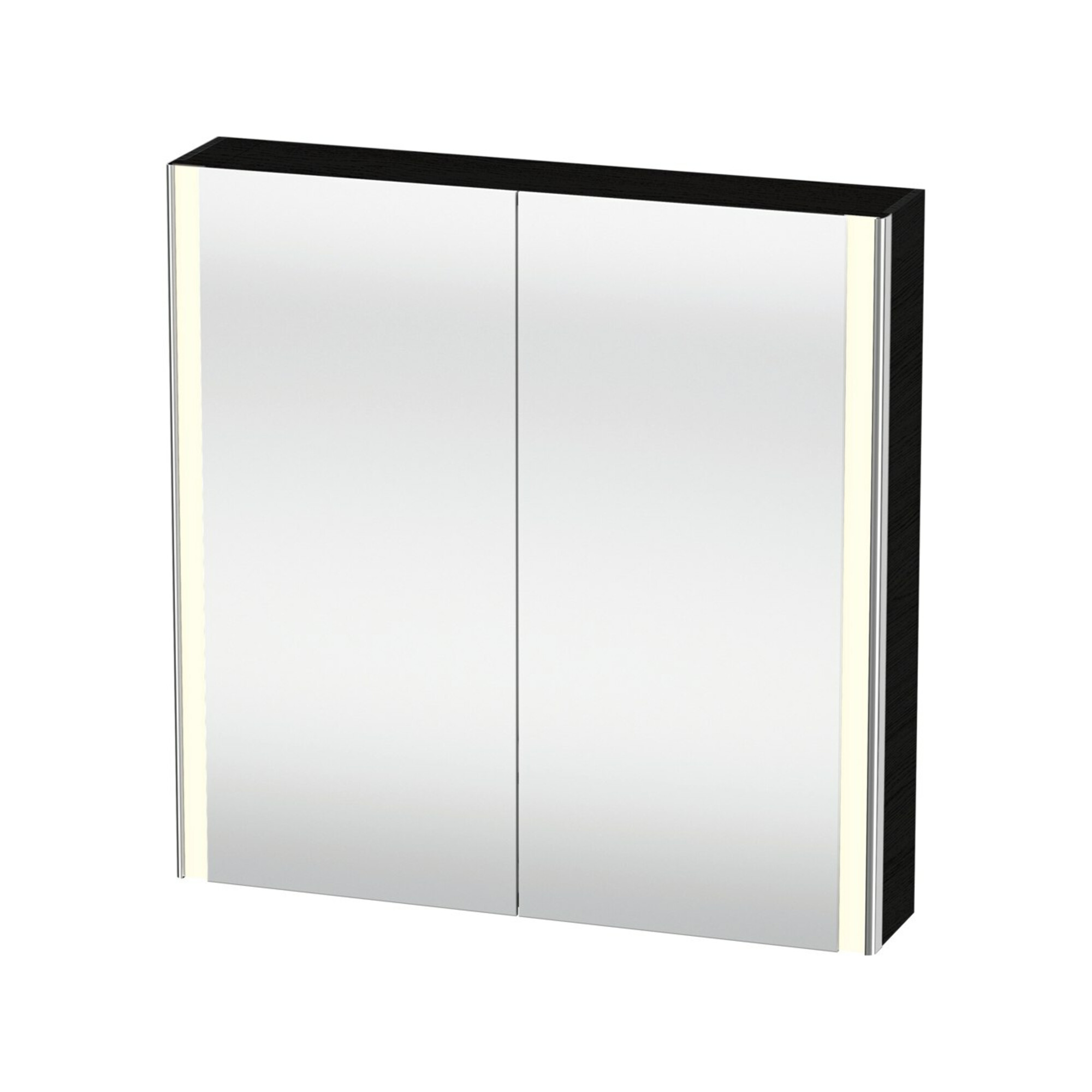Duravit Uni-Spiegelschrank XSquare Steckd. F 80x80x15,5cm, Ei sw, 2 Tür, LED, wandhängend