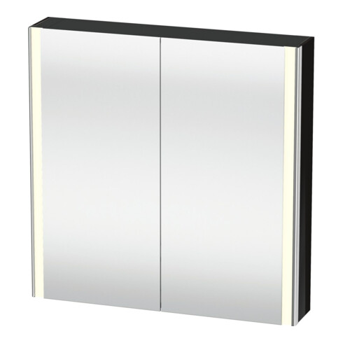 Duravit Uni-Spiegelschrank XSquare Steckd. F 80x80x15,5cm, sw hgl, 2 Tür, LED, wandhängend