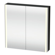 Duravit Uni-Spiegelschrank XSquare Steckd. F 80x80x15,5cm, sw hgl, 2 Tür, LED, wandhängend