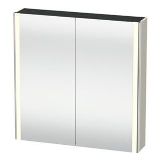 Duravit Uni-Spiegelschrank XSquare Steckd. F 80x80x15,5cm, Tau, 2 Tür, LED, wandhängend