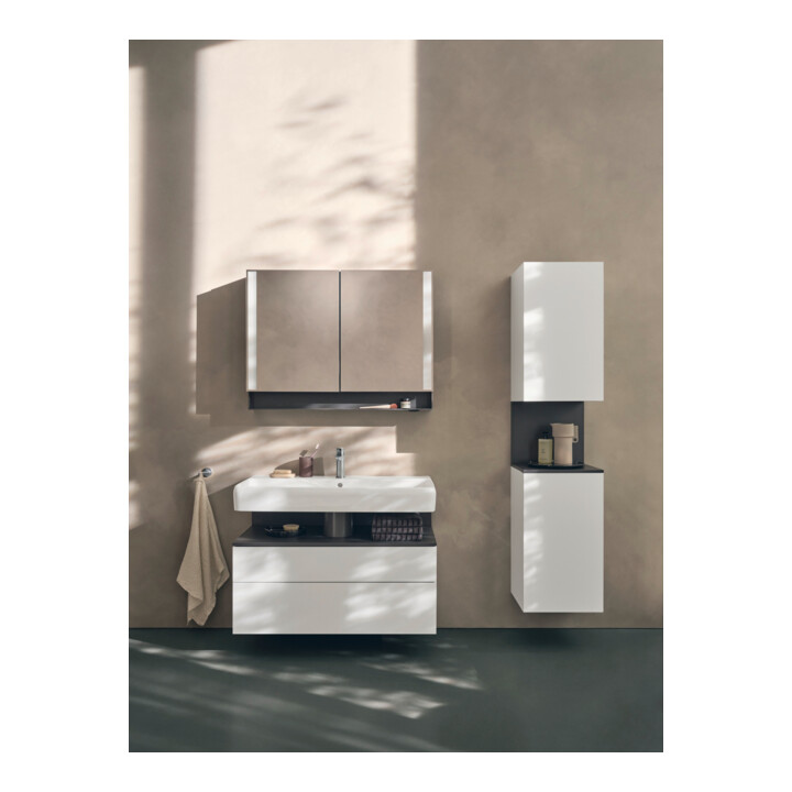 Duravit Universal-Spiegelschrank Qatego 100x75x15,5cm, Graphit matt, 2 Türen