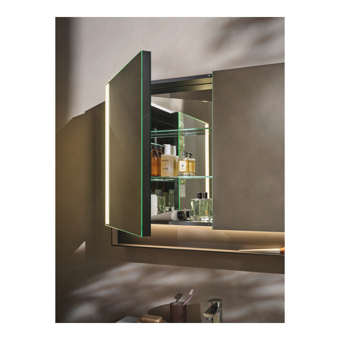 Duravit Universal-Spiegelschrank Qatego 100x75x15,5cm, Graphit matt, 2 Türen