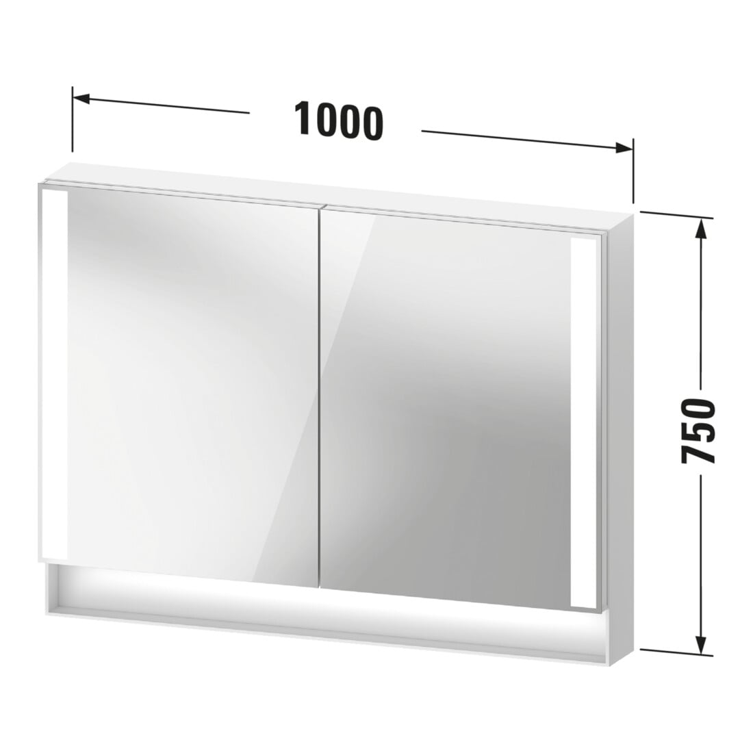 Duravit Universal-Spiegelschrank Qatego 100x75x15,5cm, weiß matt, 2 Türen