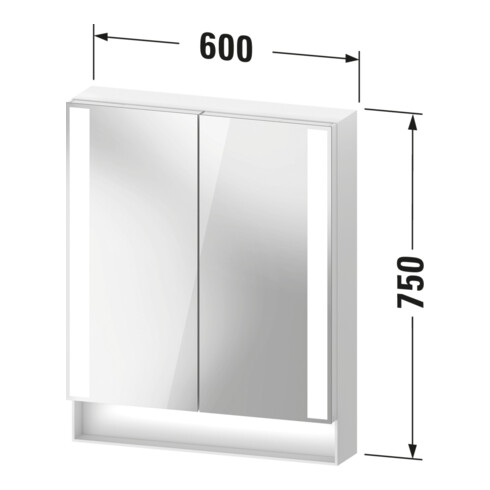 Duravit Universal-Spiegelschrank Qatego 60x75x15,5cm, Graphit matt, 2 Türen