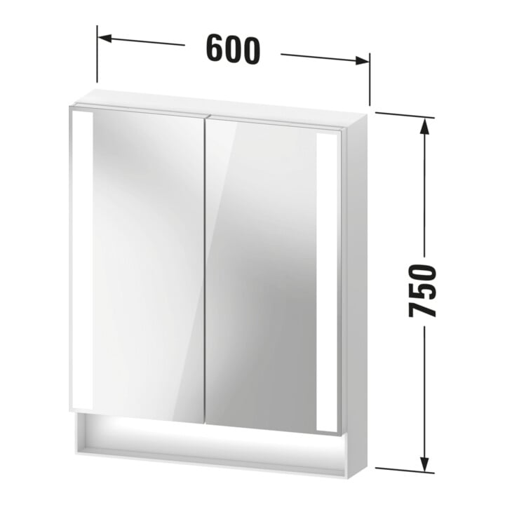 Duravit Universal-Spiegelschrank Qatego 60x75x15,5cm, Graphit matt, 2 Türen