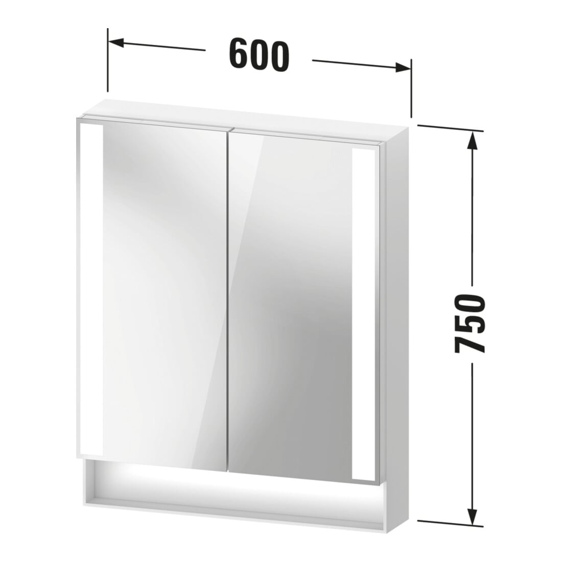 Duravit Universal-Spiegelschrank Qatego 60x75x15,5cm, Graphit matt, 2 Türen