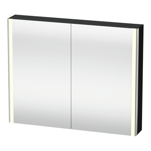Duravit Universal-Spiegelschrank XSquare 100x80x15,5cm, sw hochglanz, 2 Tür, LED