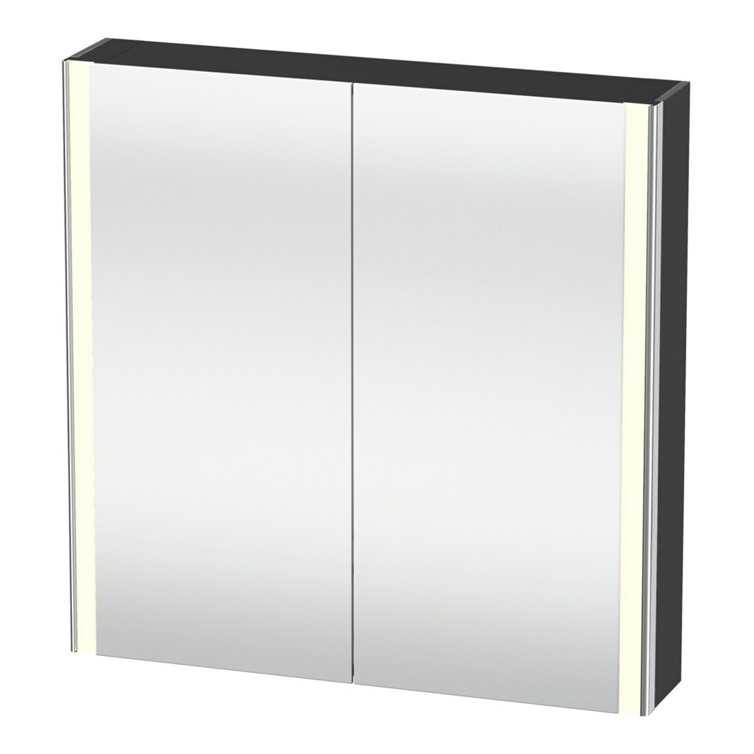 Duravit Universal-Spiegelschrank XSquare 80x80x15,5cm, Graphit matt, 2 Tür, LED