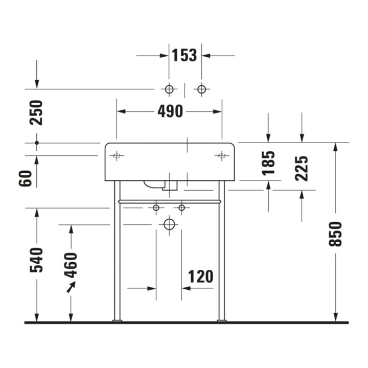 Duravit Universalbecken Scola 61,5x46cm, m HL, Ü, HL, Beck. re, we.