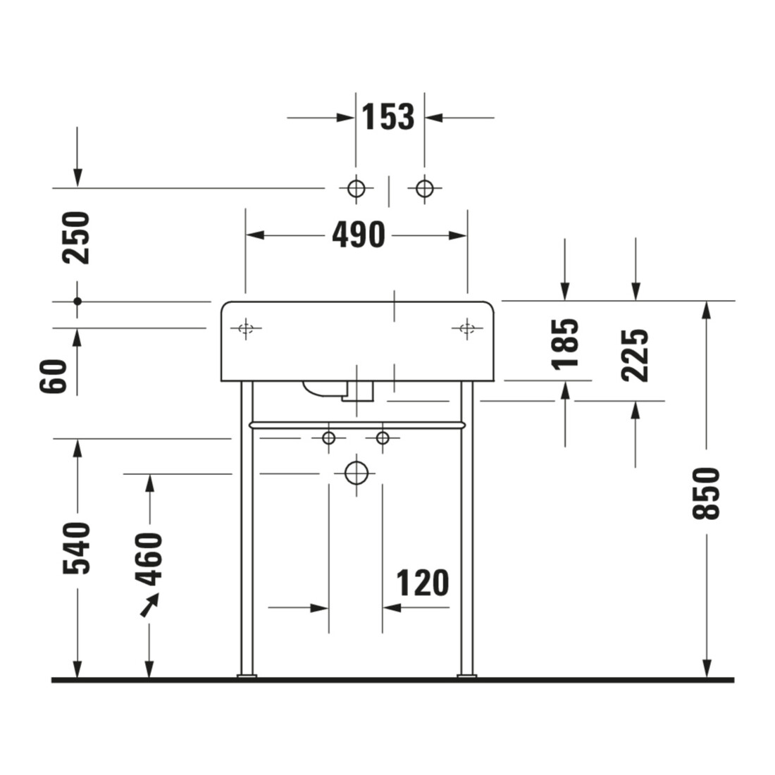 Duravit Universalbecken Scola 61,5x46cm, m HL, Ü, HL, Beck. re, we.