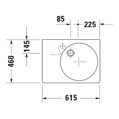 Duravit Universalbecken Scola 61,5x46cm, m HL, Ü, HL, Beck. re, we.