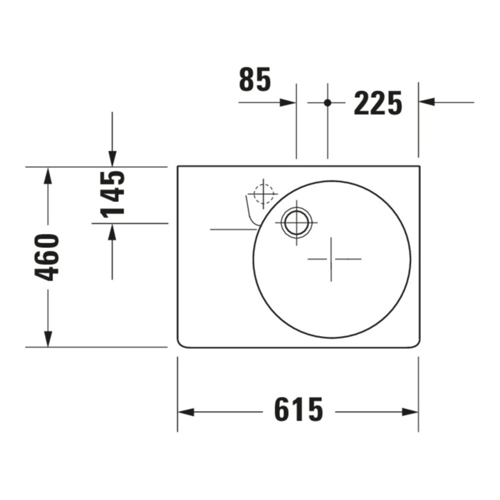 Duravit Universalbecken Scola 61,5x46cm, m HL, Ü, HL, Beck. re, we.