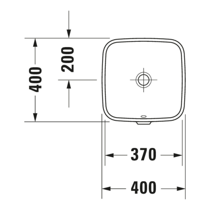Duravit Unterbau-Waschtisch DuraStyle 37x37cm, EB v unt, o. HL, HLB, m ÜL, we
