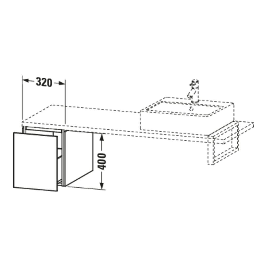 Duravit Unterschrank L-Cube 32x54,7cm, Nussb dkl., f Kons, 1 Auszug