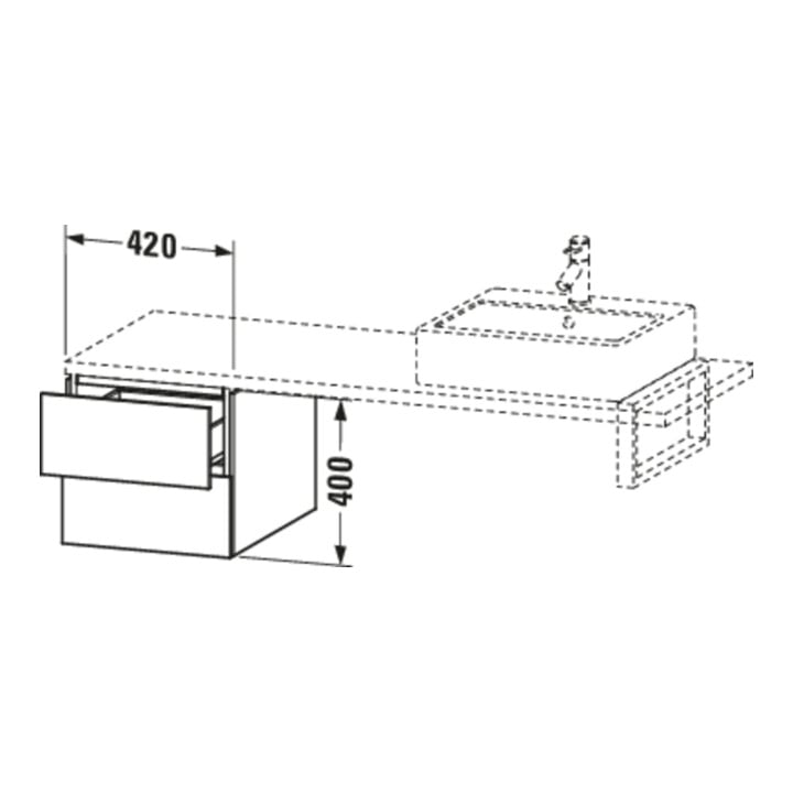 Duravit Unterschrank L-Cube 42x54,7cm, Ei marm., f Kons, 2 Schub.
