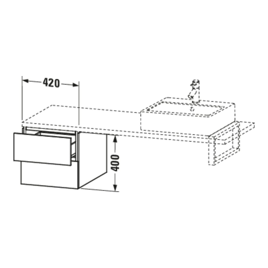 Duravit Unterschrank L-Cube 42x54,7cm, Nussb dkl., f Kons, 2 Schub.