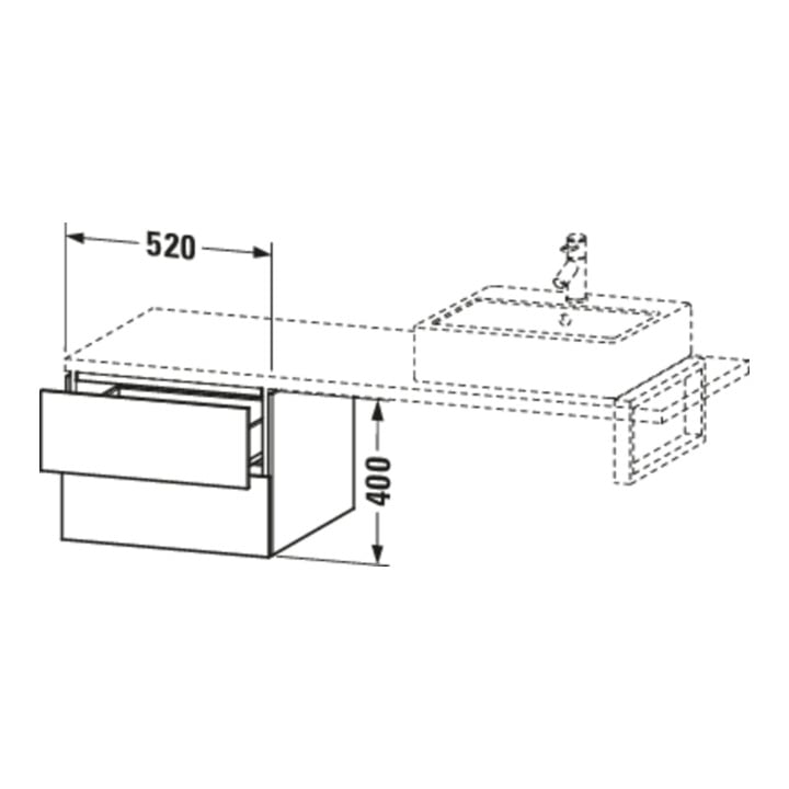 Duravit Unterschrank L-Cube 52x54,7cm, bas. ma, f Kons, 2 Schub.