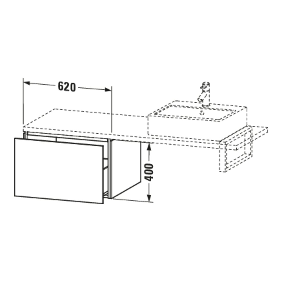 Duravit Unterschrank L-Cube 62x54,7cm, betongr ma, f Kons, 1 Auszug