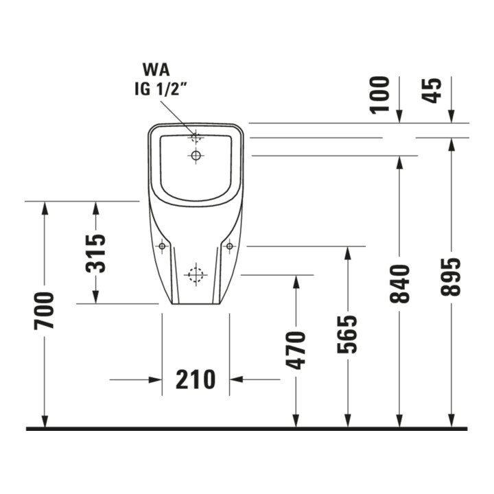 Duravit Urinal No. 1 30,5x29cm, Zul. v hi., riml., we, o. Fl