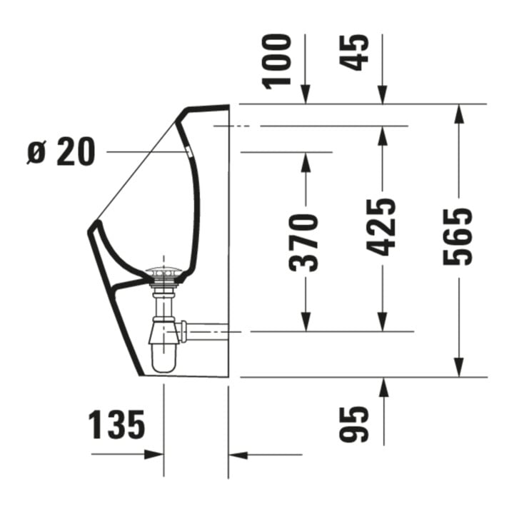 Duravit Urinal No. 1 30,5x29cm, Zul. v hi., riml., we, o. Fl