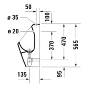Duravit Urinal No. 1 30,5x29cm, Zul. v ob, riml., we, o. Fl-2